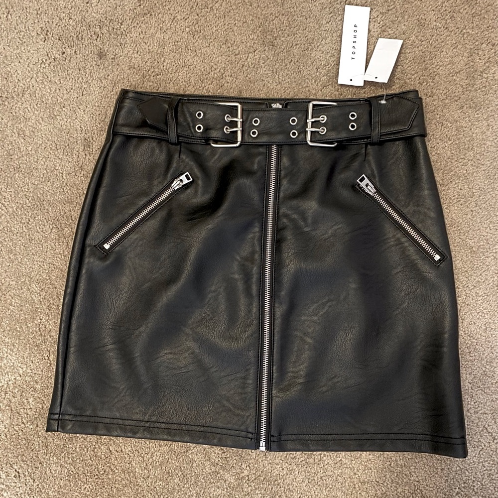 Topshop Black Mini Skirt with Zipper Details